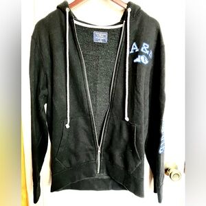 Abercrombie & Fitch Super Soft Black Hoodie with Blue and White Logos